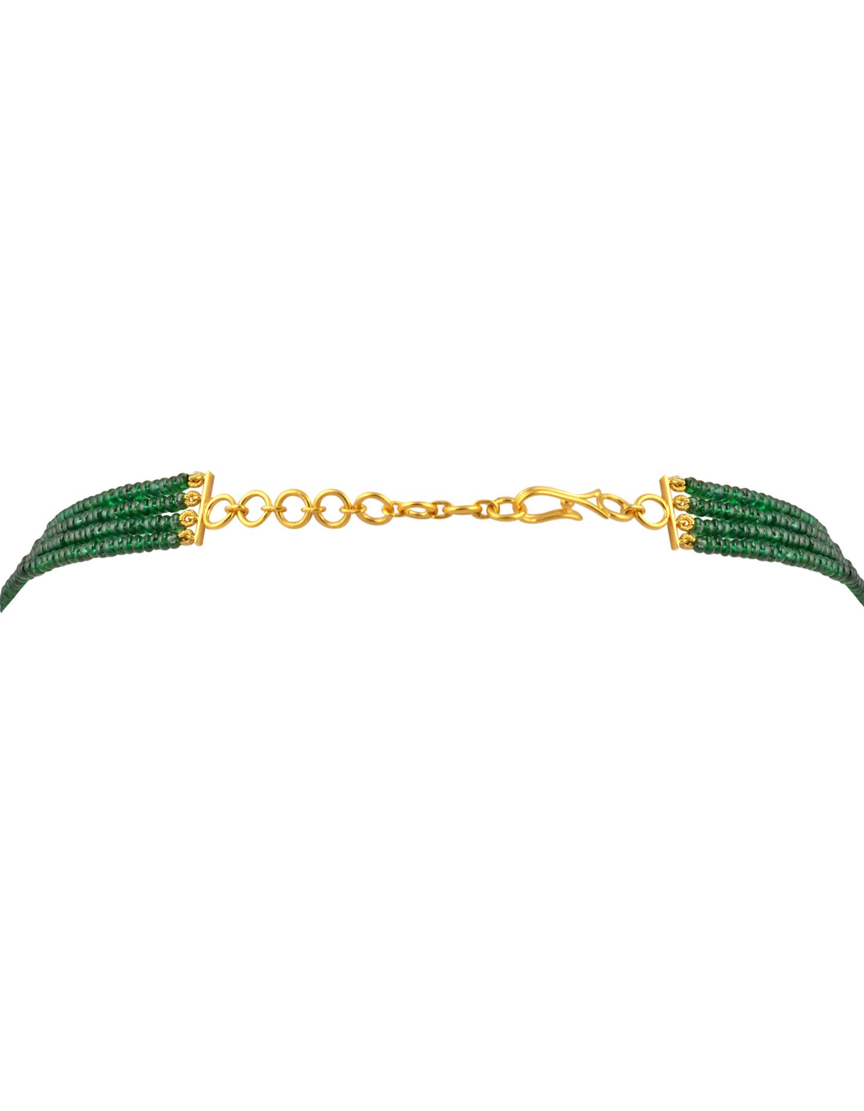 250ct Fine Emerald Beads 4 Line Necklace with 14 Kt Yellow Gold Clasp Adjustable For Sale 10