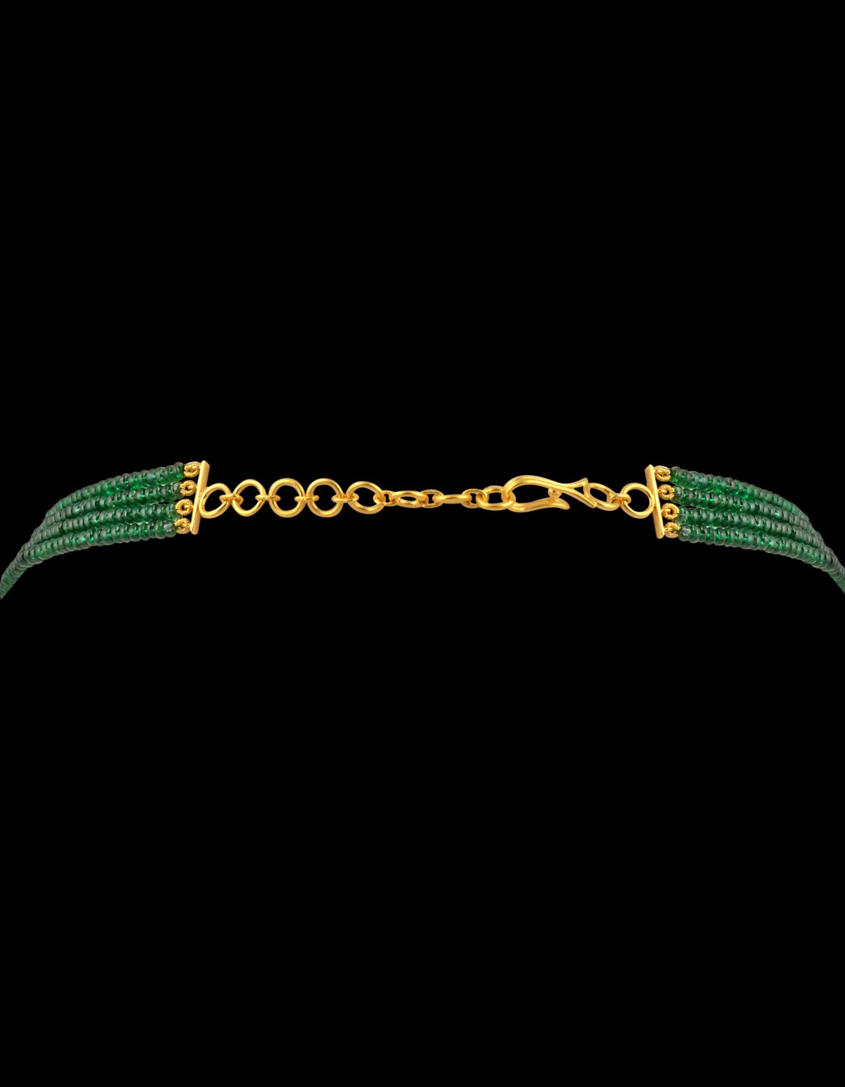 Collier 4 rangs de perles d'émeraude de 250ct avec fermoir en or jaune 14 Kt ajustable en vente 13