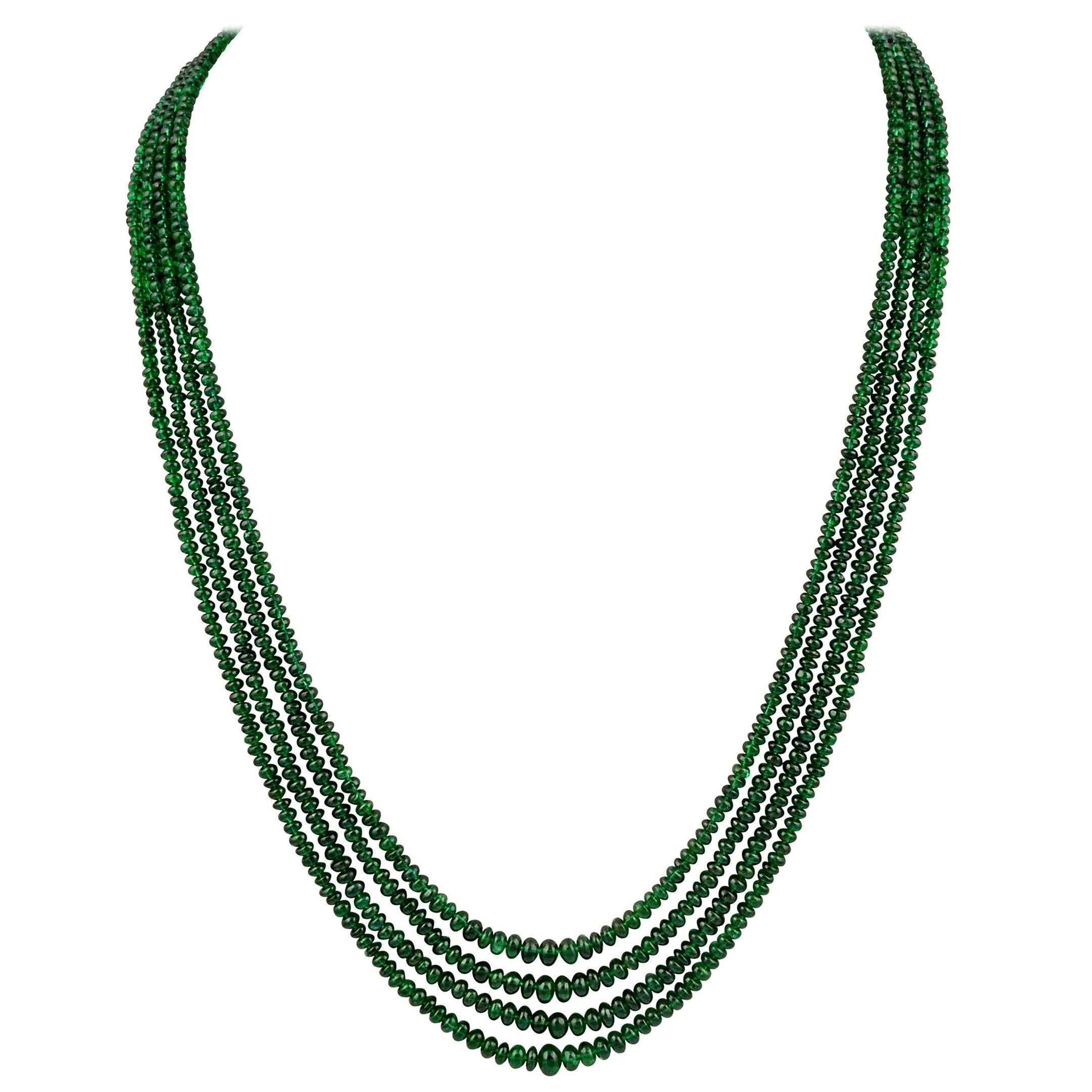 RARE 656.50 CTS EARTH MINED OVAL SHAPED RICH GREEN EMERALD BEADS NECKLACE STRAND 