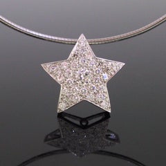 2.50 Carat Modern Star Pendant on Wire White Gold Collar Necklace