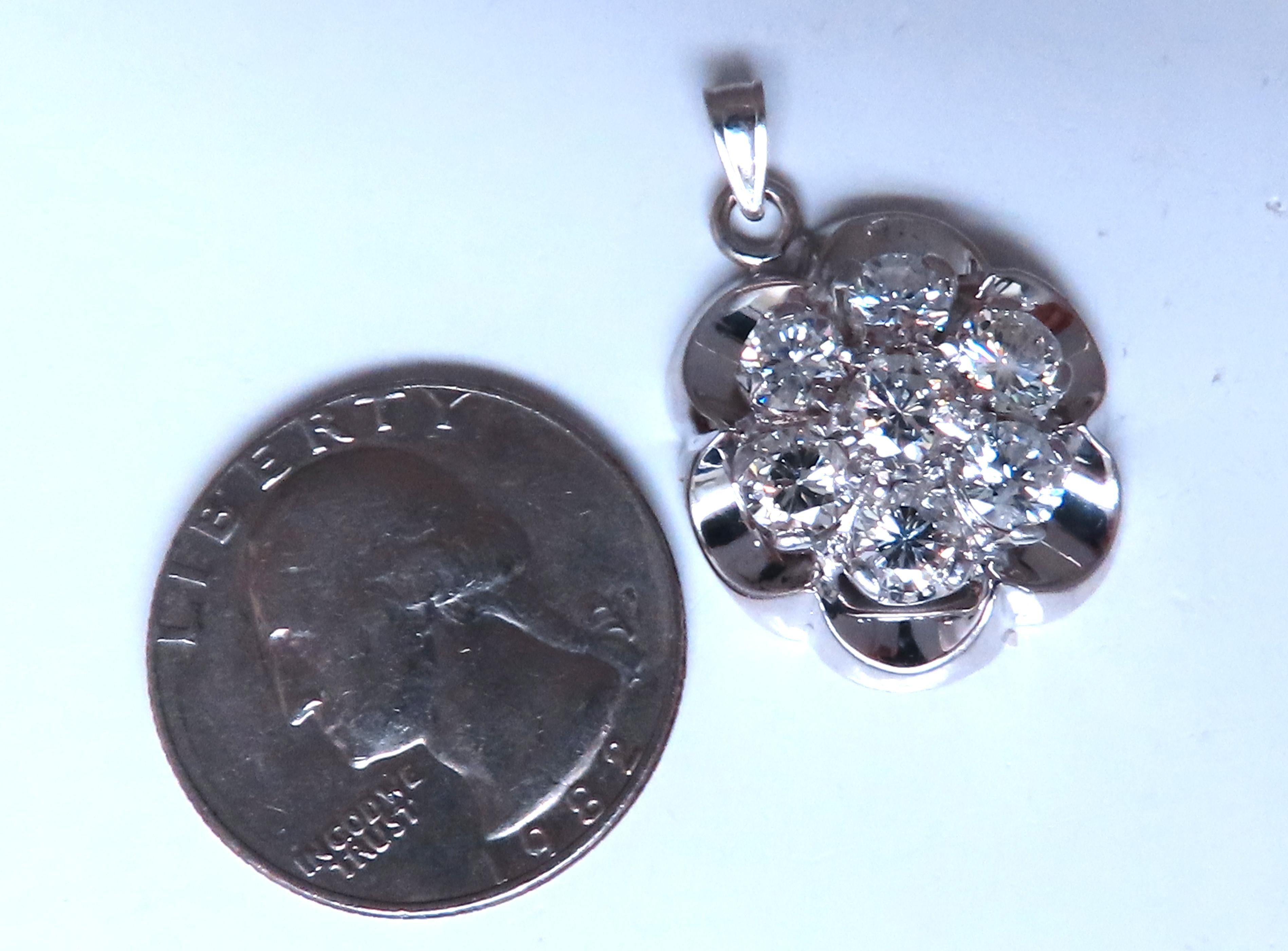 Round Cut 2.50ct Natural Diamonds Cluster pendant G/Si 14kt gold 12407 For Sale