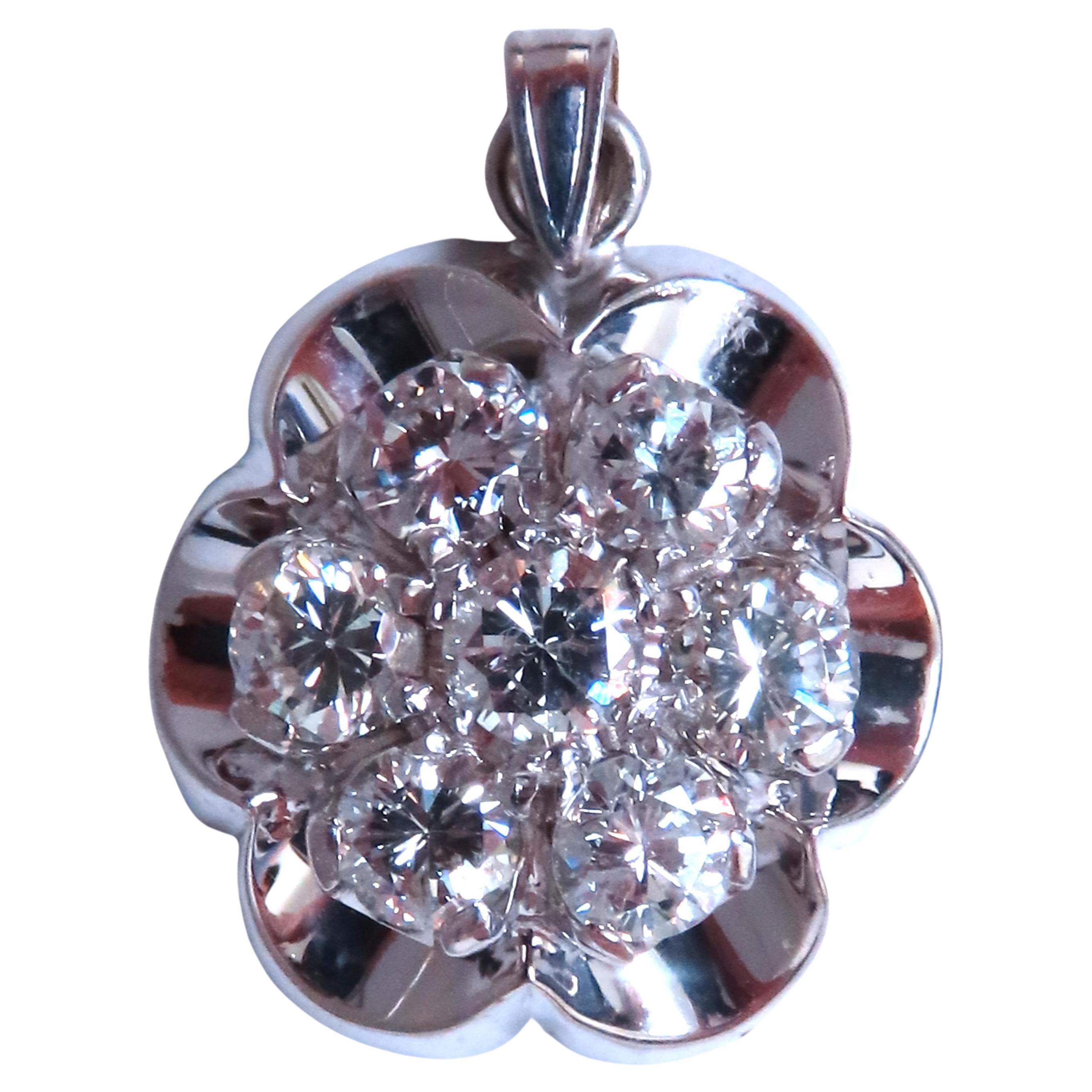 2.50ct Natural Diamonds Cluster pendant G/Si 14kt gold 12407 For Sale