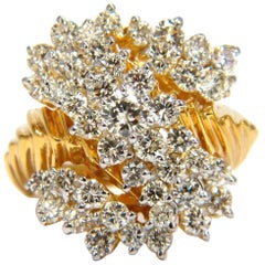 2.50ct Natural Round Brilliant Diamonds Raised Cocktail Ring 18KT Fishtail