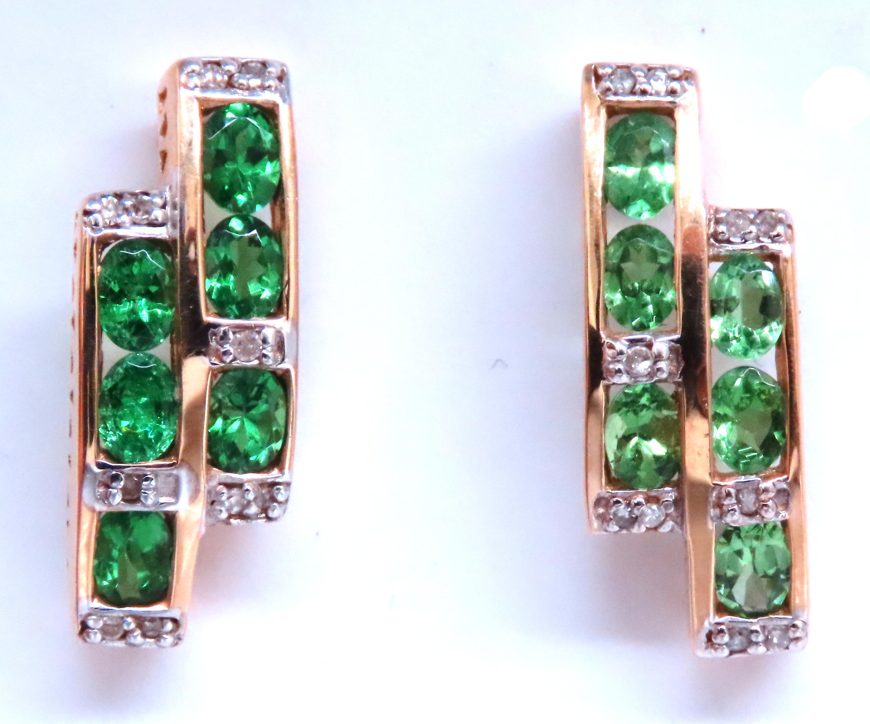 Oval Cut 2.50ct Natural Tsavorite Diamond Earrings 14kt gold 12381 For Sale