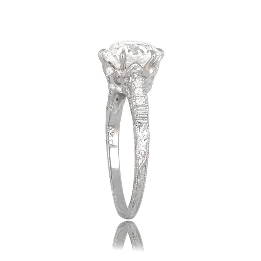 Art Deco 2.50 Carat Old European Cut Diamond Engagement Ring, Platinum For Sale