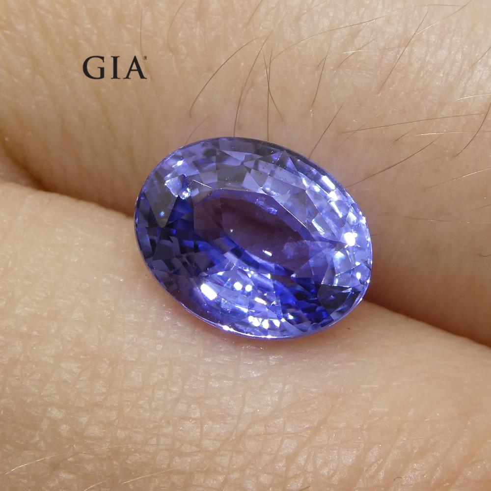 2.50ct Oval Color Change Sapphire GIA Certified Unheated Sri Lanka, Violetish Bl For Sale 9