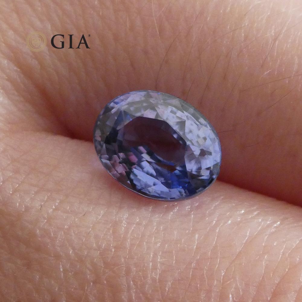 2.50ct Oval Color Change Sapphire GIA Certified Unheated Sri Lanka, Violetish Bl For Sale 10