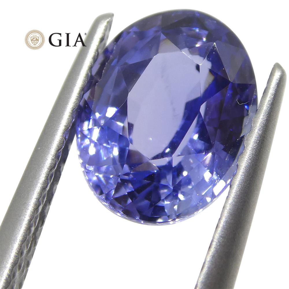 2.50ct Oval Color Change Sapphire GIA Certified Unheated Sri Lanka, Violetish Bl For Sale 11