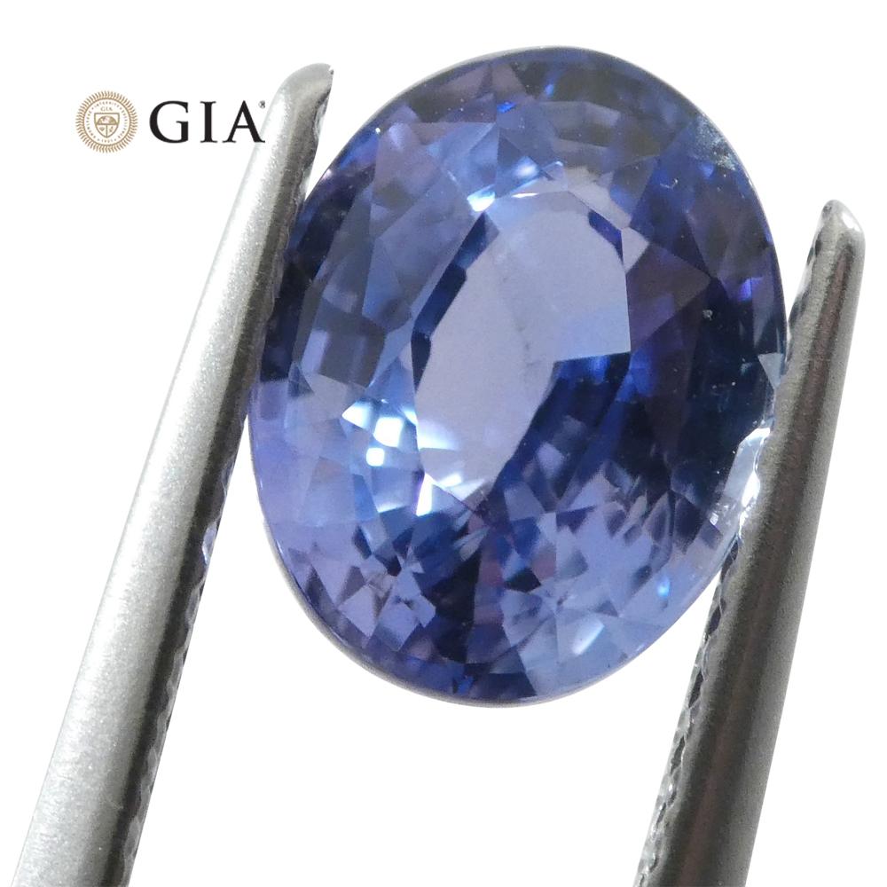 2.50ct Oval Color Change Sapphire GIA Certified Unheated Sri Lanka, Violetish Bl For Sale 12