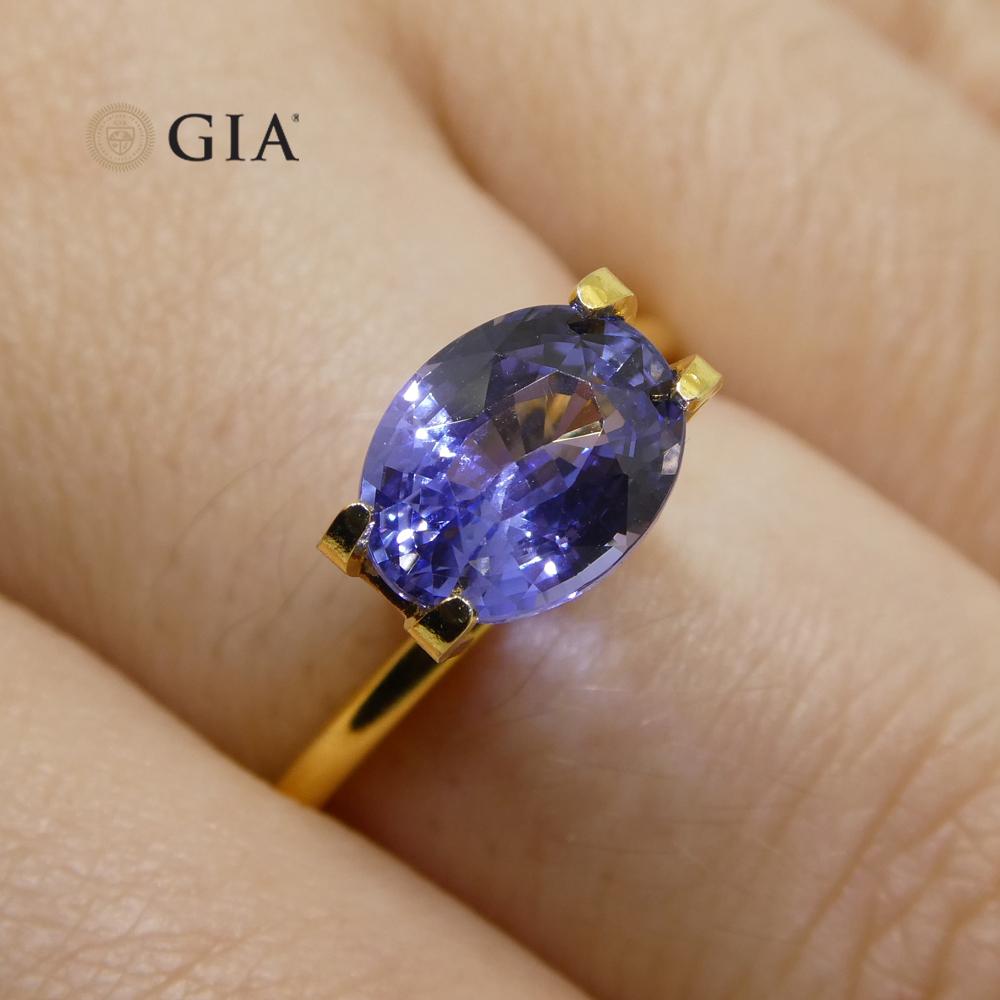 2.50ct Oval Color Change Sapphire GIA Certified Unheated Sri Lanka, Violetish Bl For Sale 1