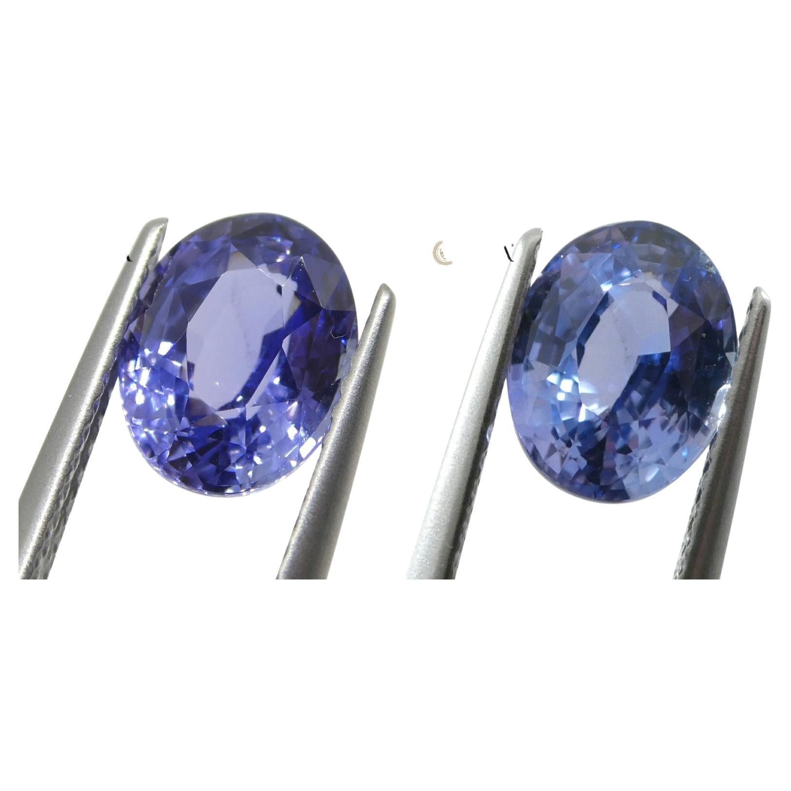 2.50ct Oval Color Change Sapphire GIA Certified Unheated Sri Lanka, Violetish Bl For Sale