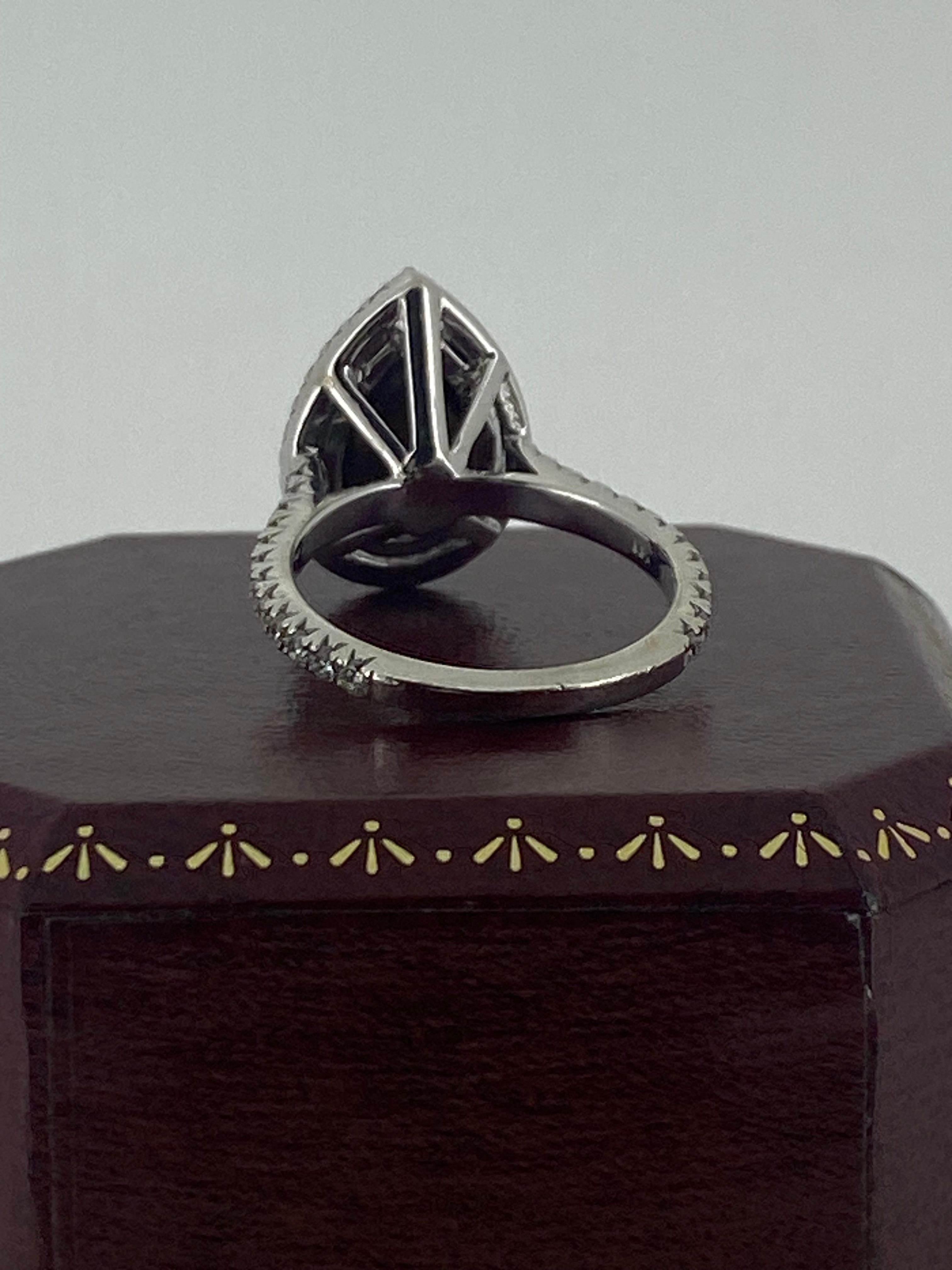 2.50ct Pear Cut Australian Boulder Opal & Diamond (1.50ct) 18K White Gold Ring For Sale 3