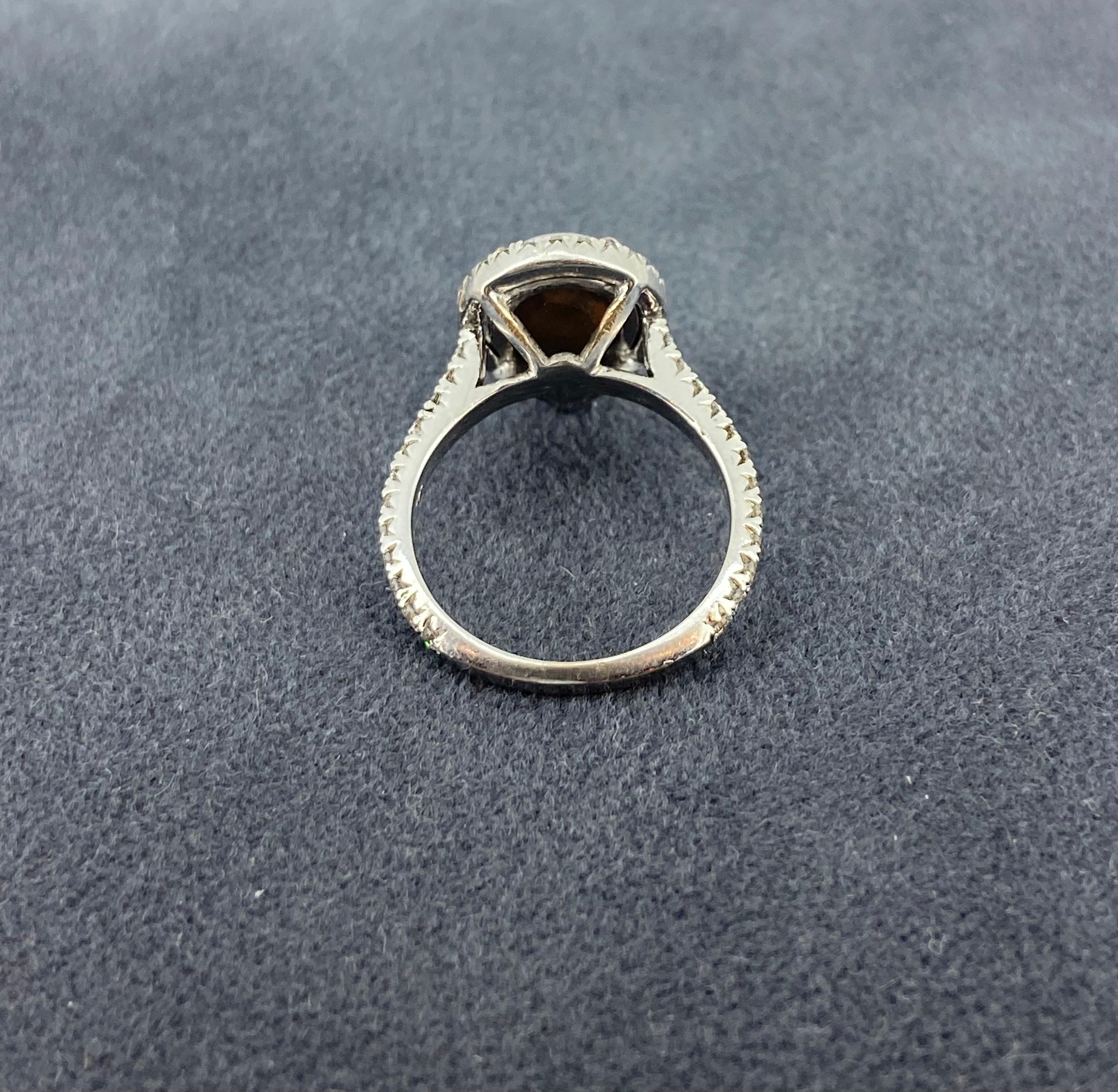 2.50ct Pear Cut Australian Boulder Opal & Diamond (1.50ct) 18K White Gold Ring For Sale 4
