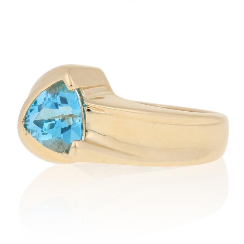 2.50ct Trillion Cut Blue Topaz Ring, 10k Yellow Gold Solitaire 2