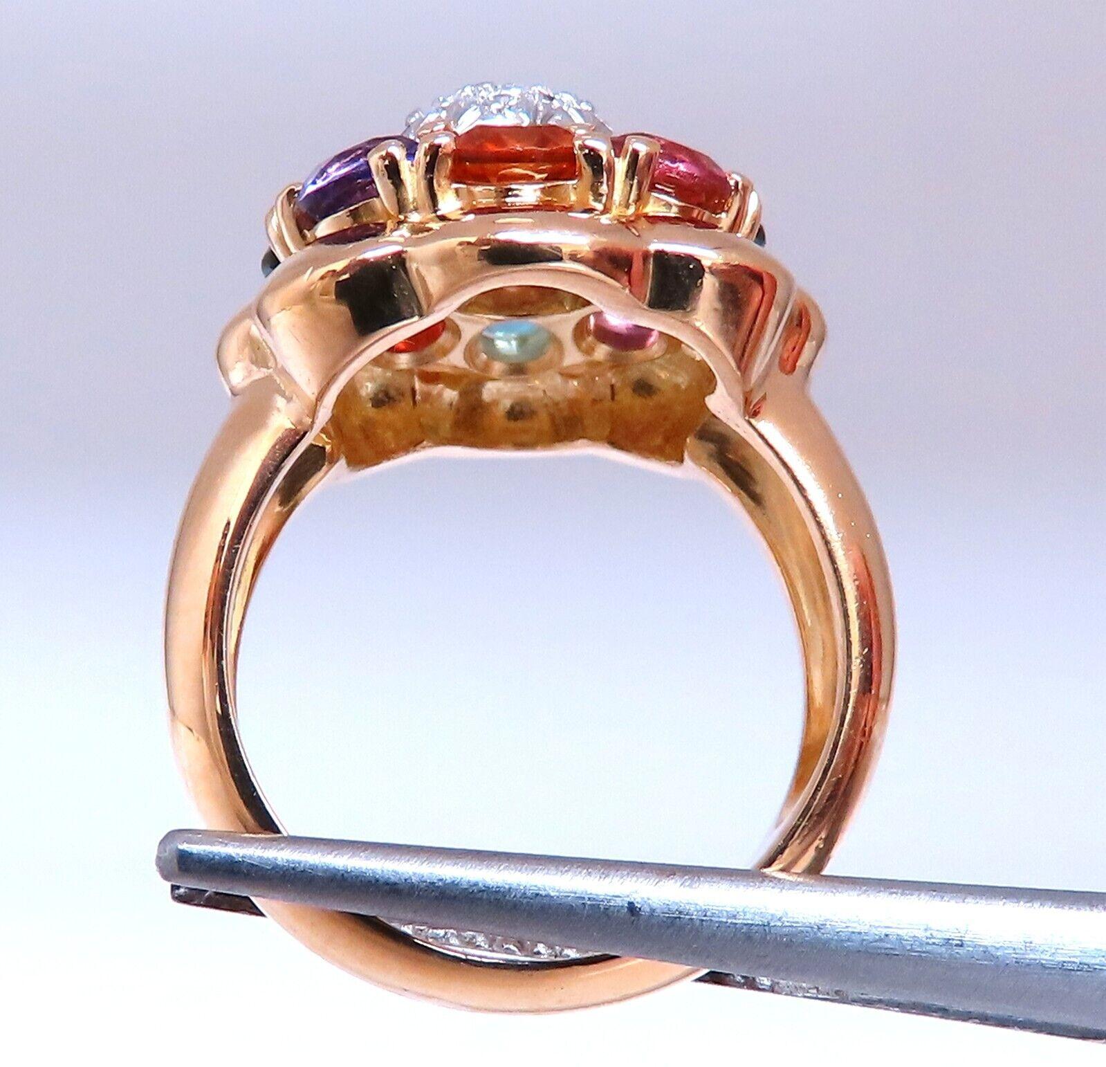Round Cut 2.50ct ttw Multigem Diamond Cluster Ring 18kt Gold For Sale