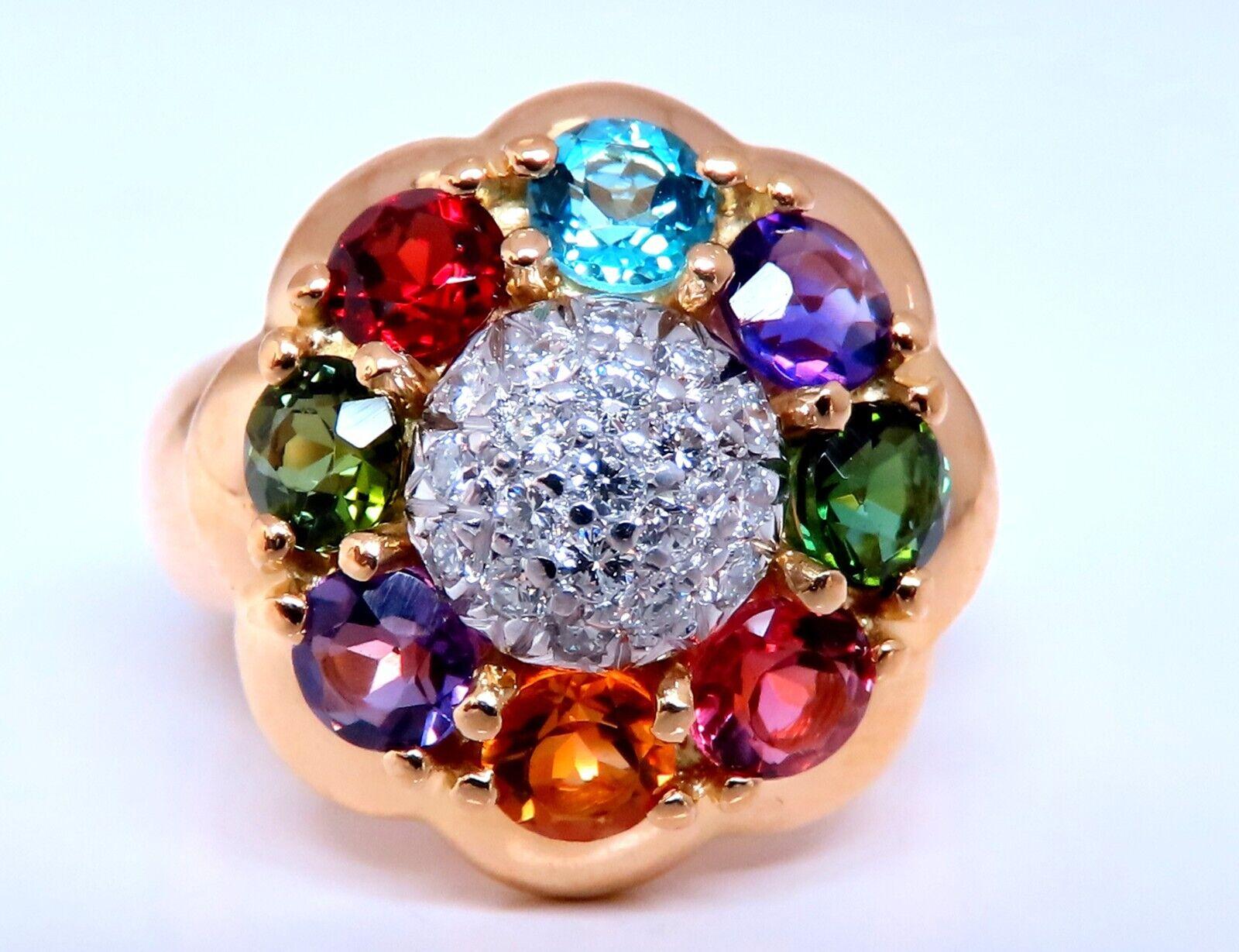 Women's or Men's 2.50ct ttw Multigem Diamond Cluster Ring 18kt Gold For Sale