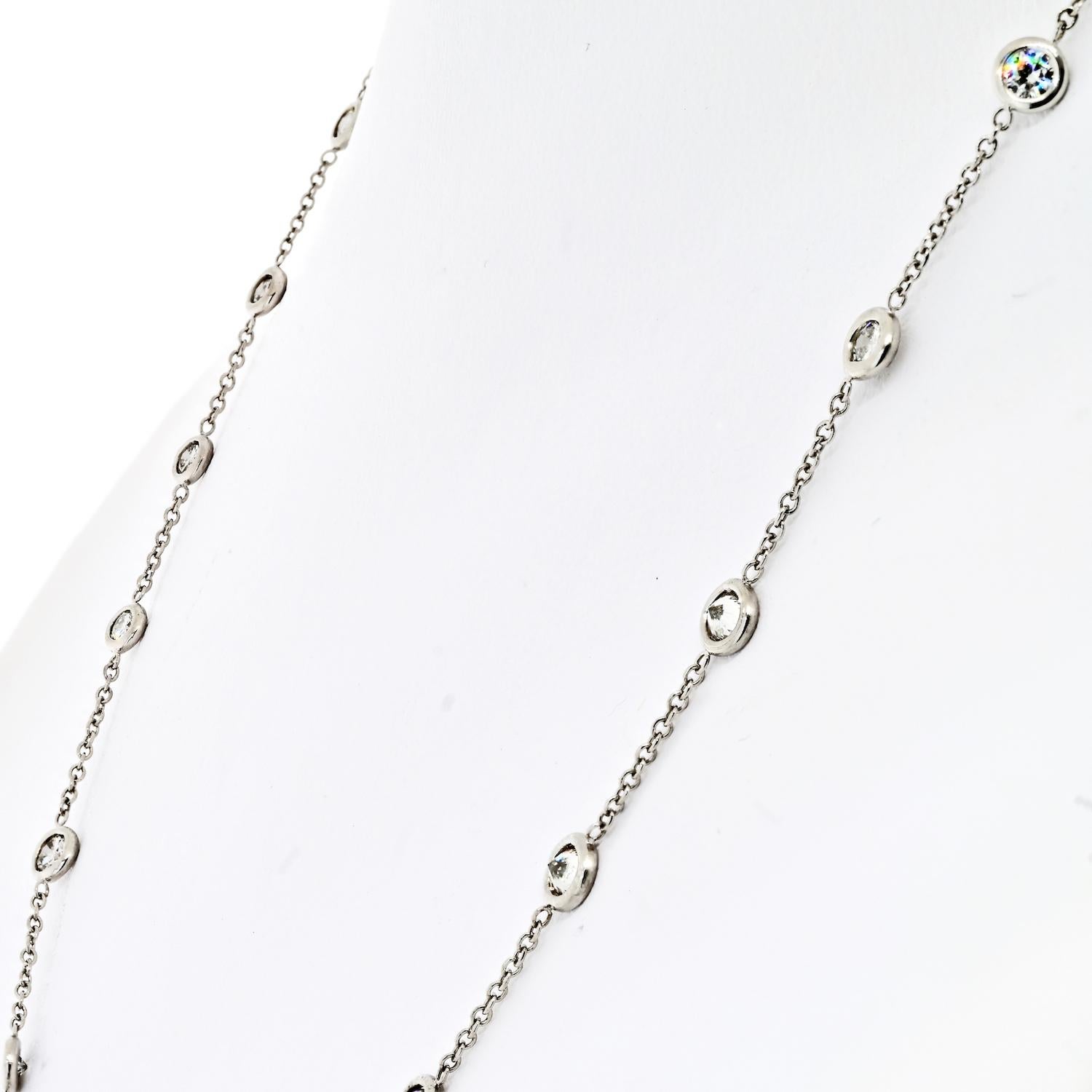 Modern 2.50cttw Delicate Diamond by the Yard Platinum Chain Necklace For Sale