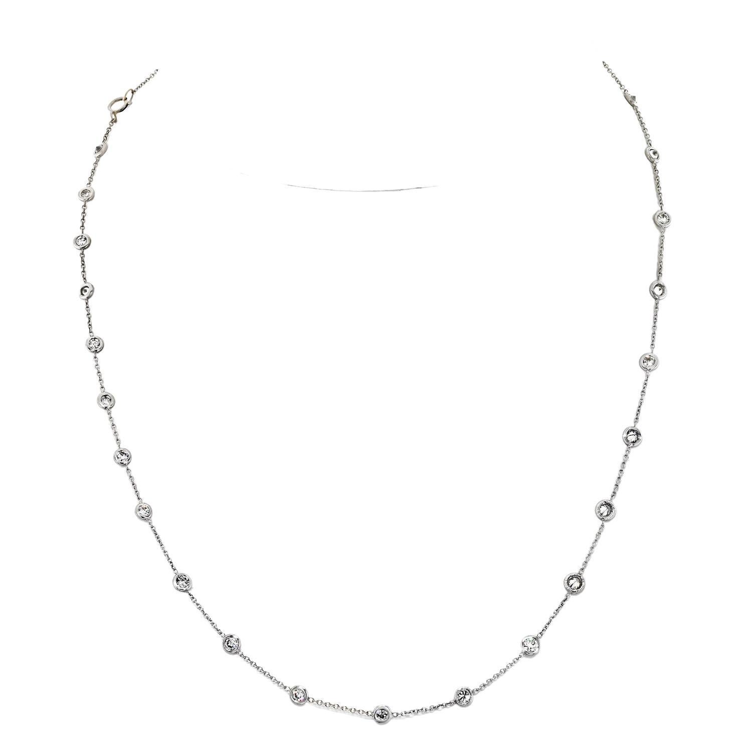 2.50cttw Delicate Diamond by the Yard Platinum Chain Necklace For Sale