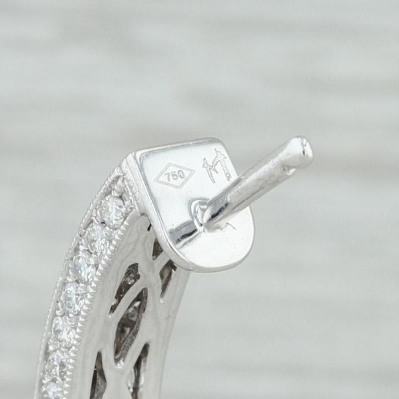 2.50ctw Diamond Inside Out Hoop Earrings 18k White Gold 32.8mm Pierced Women's For Sale 2