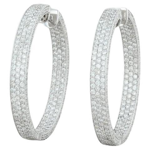 2.50ctw Diamond Inside Out Hoop Earrings 18k White Gold 32.8mm Pierced Women's For Sale