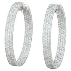 2.50ctw Diamond Inside Out Hoop Earrings 18k White Gold 32.8mm Pierced Women's