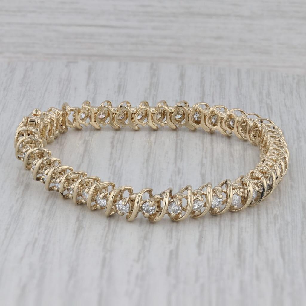 Taglio rotondo Bracciale tennis con diamanti da 2,50 carati in oro giallo 14k 7