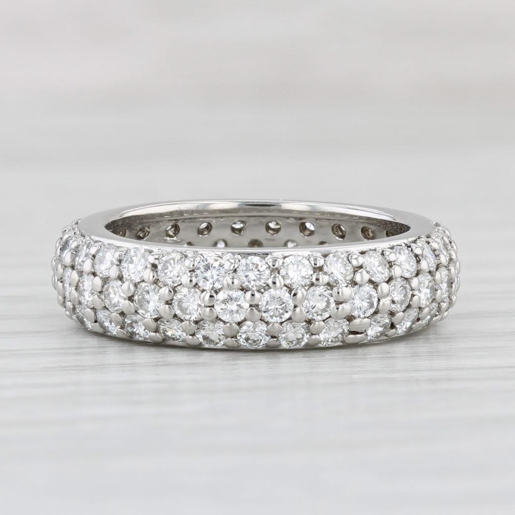 Round Cut 2.50ctw Pave Diamond Eternity Wedding Band Platinum Ring Anniversary Stackable For Sale