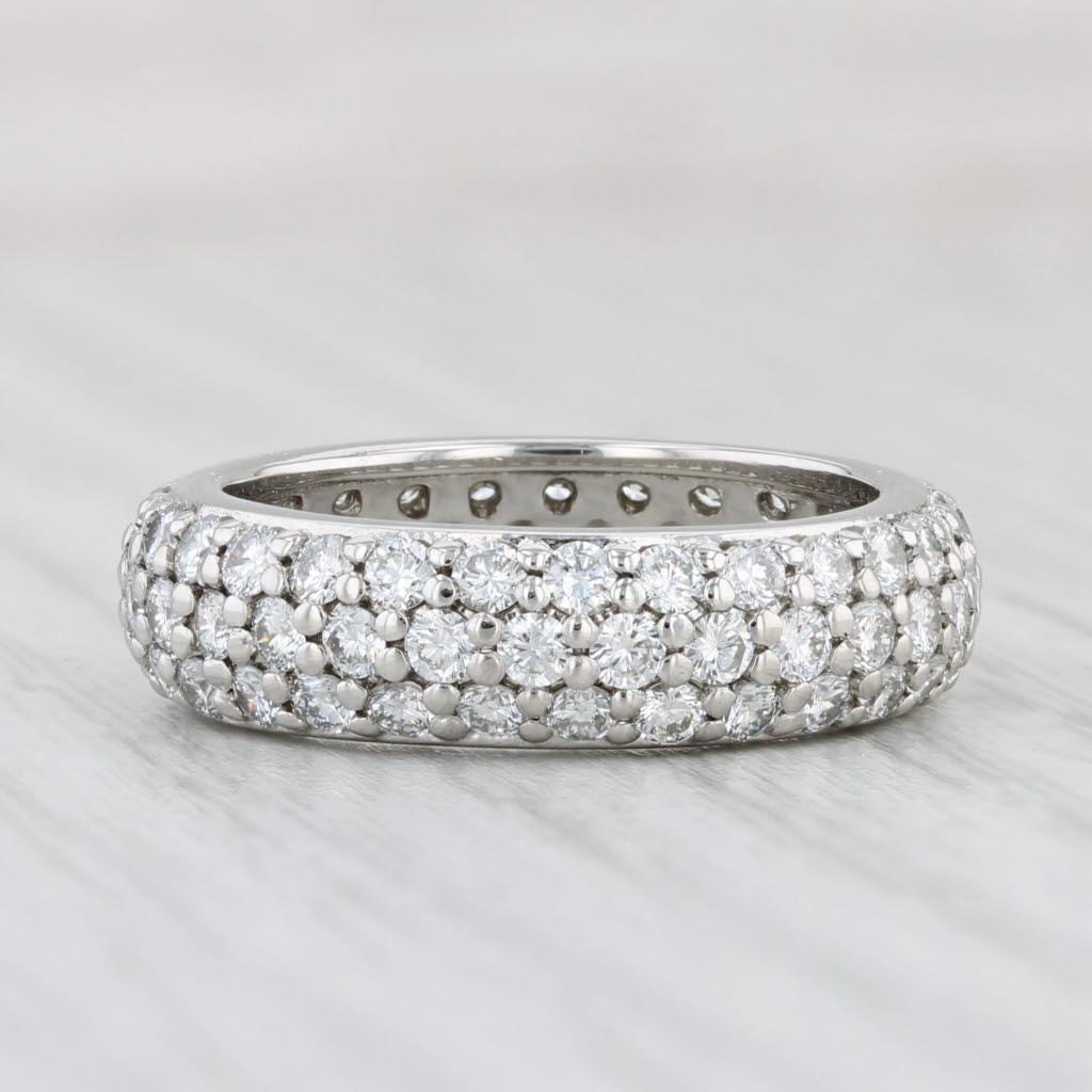 2.50ctw Pave Diamond Eternity Wedding Band Platinum Ring Anniversary Stackable In Good Condition For Sale In McLeansville, NC
