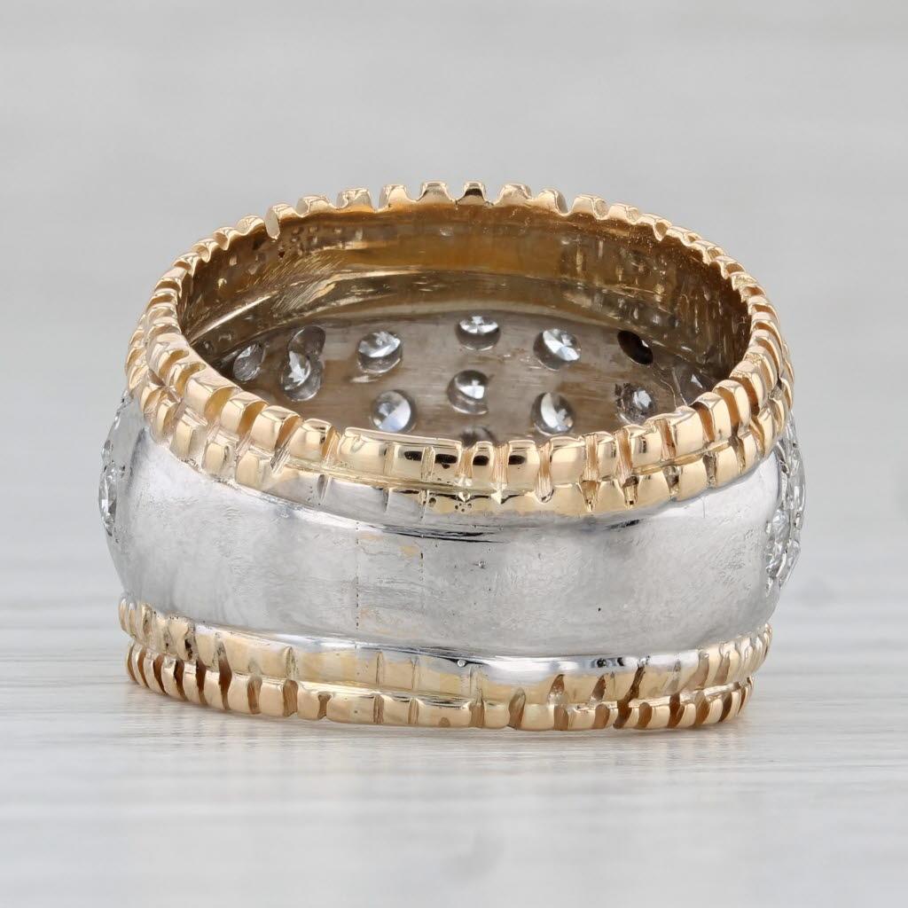 Taglio rotondo Anello con pavé di diamanti da 2,50 carati in oro giallo bianco 14k misura 8,5 Cocktail in vendita