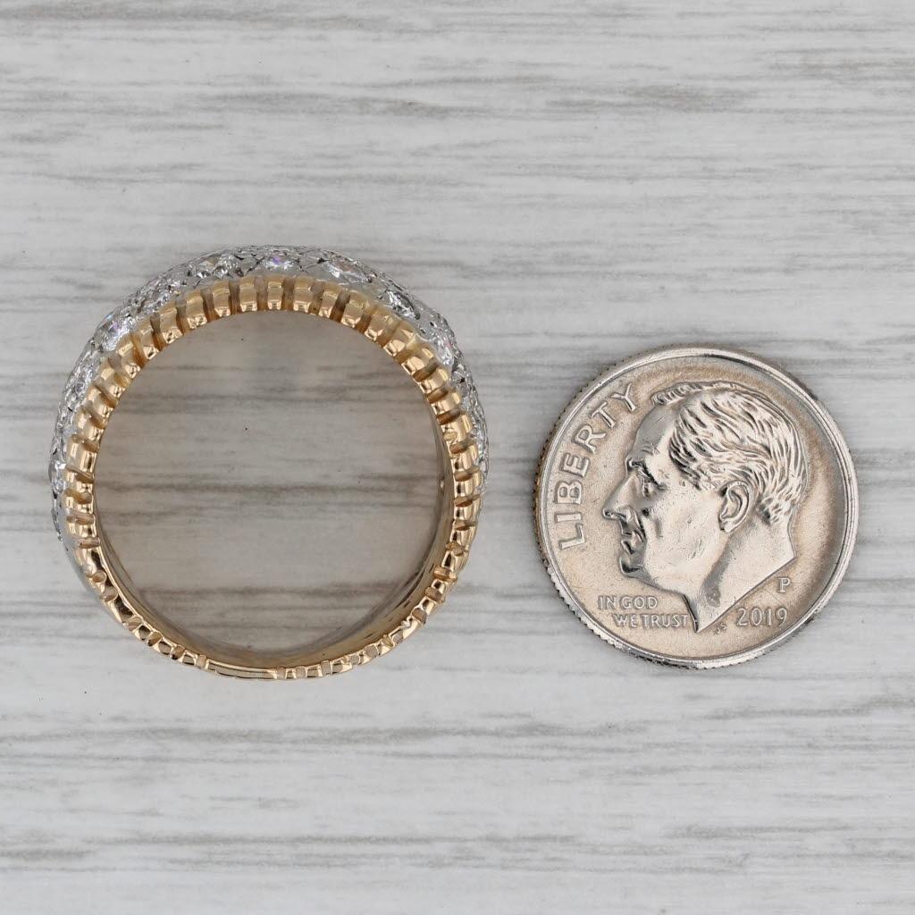 Anello con pavé di diamanti da 2,50 carati in oro giallo bianco 14k misura 8,5 Cocktail in vendita 1