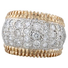 Anello con pavé di diamanti da 2,50 carati in oro giallo bianco 14k misura 8,5 Cocktail