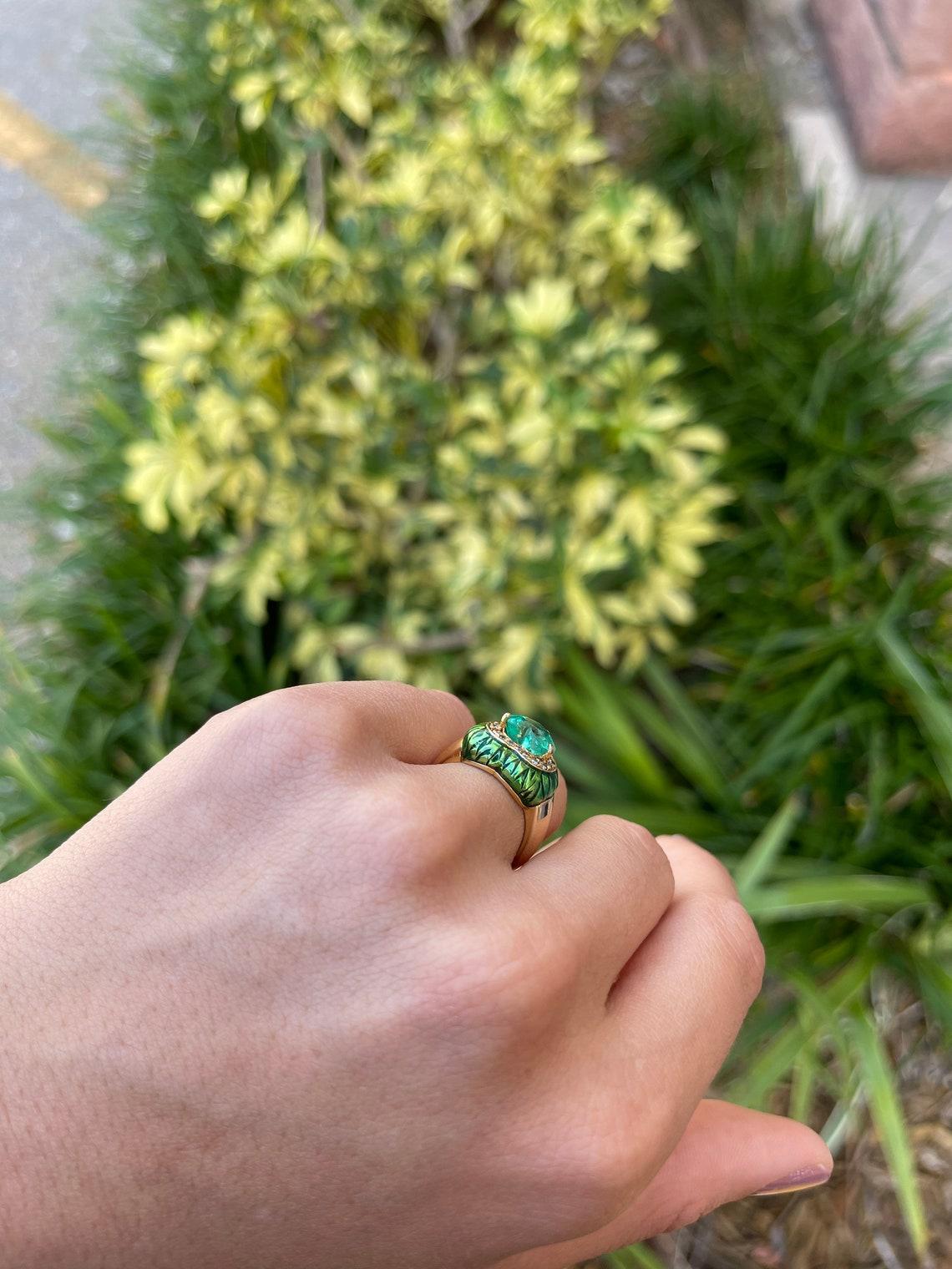 2,50tcw 14K AAA+ natürlicher kolumbianischer Smaragd Herz & Diamant Halo Cocktail-Ring mit Halo Damen