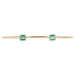 2.50tcw 14K Natural Medium Green Asscher Cut Emerald Gold Cuff Bangle Bracelet