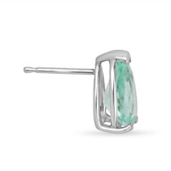 2.50tcw Colombian Teardrop Emerald Stud Earrings White Gold May Birthstone Studs