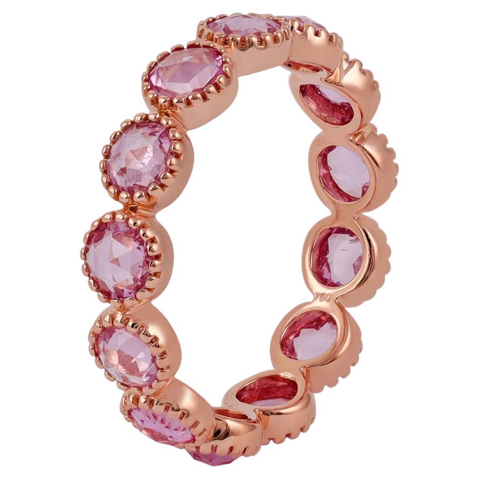 2.51 Carat Clear Pink Sapphire Band in 18k Gold