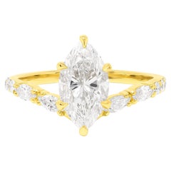 2.51 Carat GIA Marquise Cut Diamond 18k Yellow Gold Venus Piercer Ring