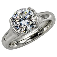 2.51 Carat I Color SI1 Clarity Round Brilliant Diamond Platinum Ring