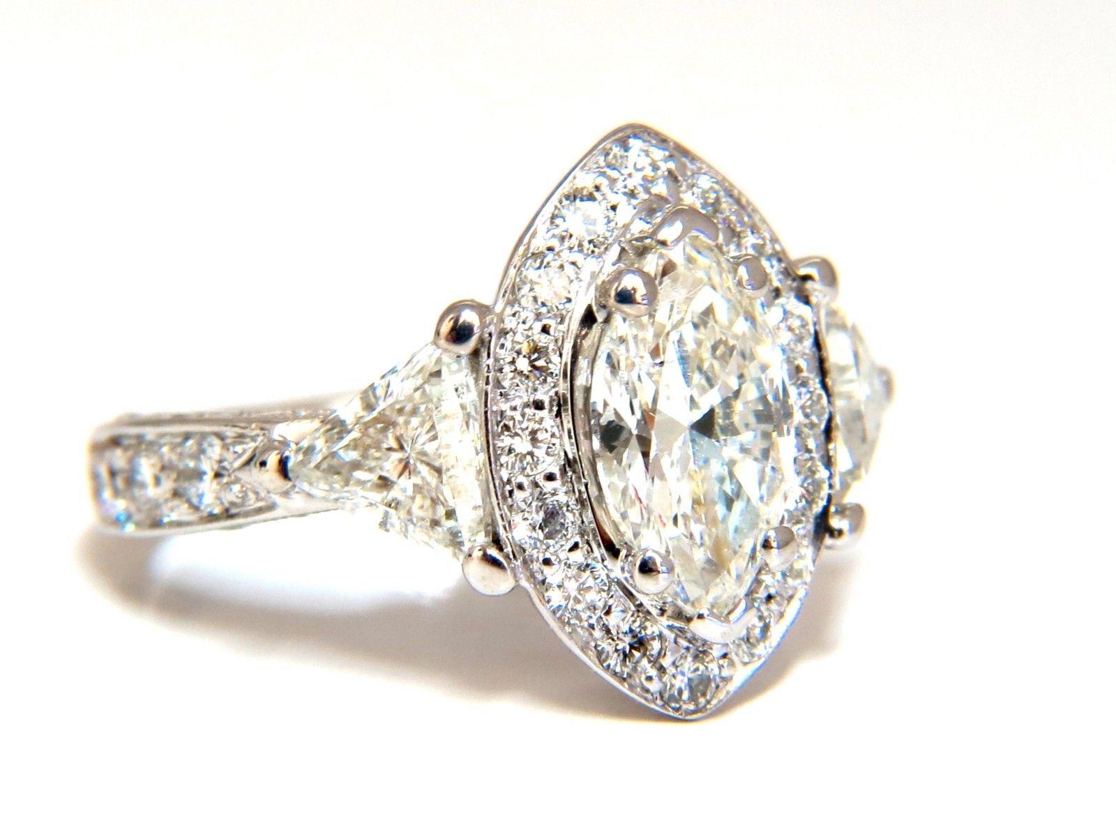 2.51 Carat Marquise Halo Diamond Ring 14 Karat For Sale 1