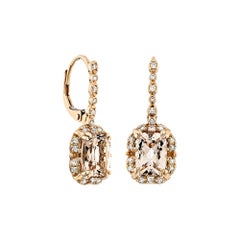 Sunita Nahata Morganite 2.51ct. Drop Earring in 18KRG with White Diamond.