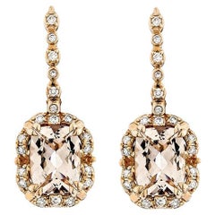 2.51 Carat Morganite Drop Earring in 18Karat Rose Gold with White Diamond.