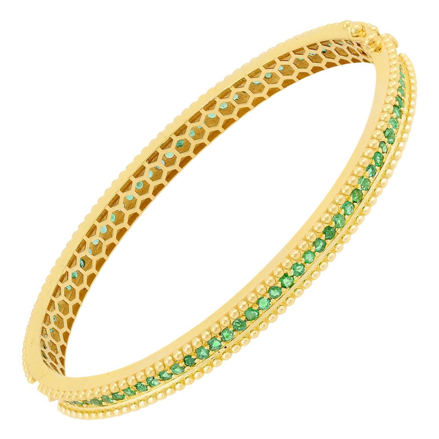 2.51 Carat Natural Emerald Gemstone Bracelet 14 Karat Yellow Gold Fine Jewelry