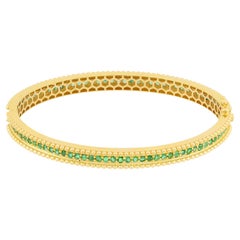 Bracelet de pierres précieuses émeraudes naturelles de 2,51 carats en or jaune 18 carats