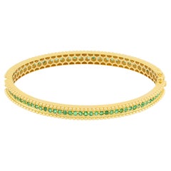 2.51 Carat Natural Emerald Gemstone Bracelet 18 Karat Yellow Gold Fine Jewelry