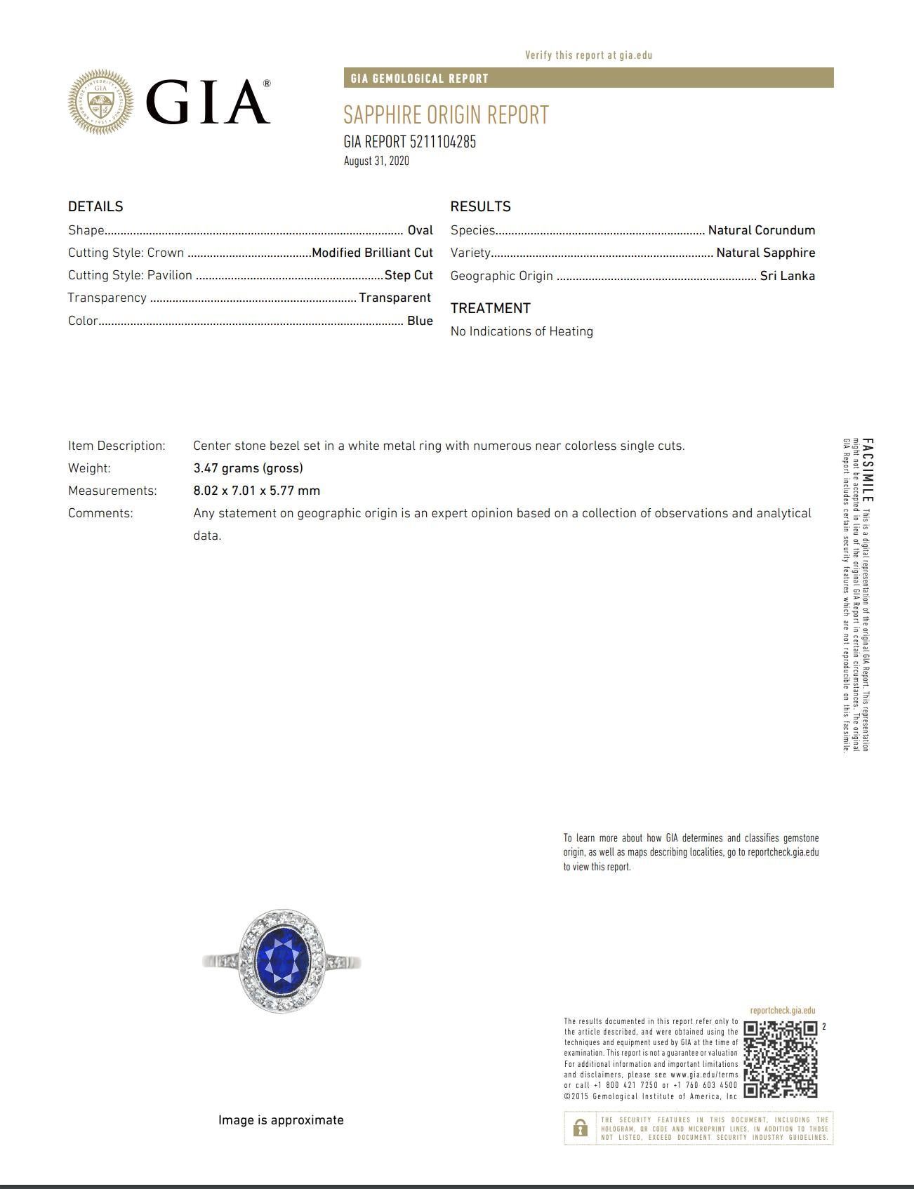 Vintage Show Stopper 2.51 Carat No Heat Ceylon Sapphire Diamond Platinum Ring For Sale 2