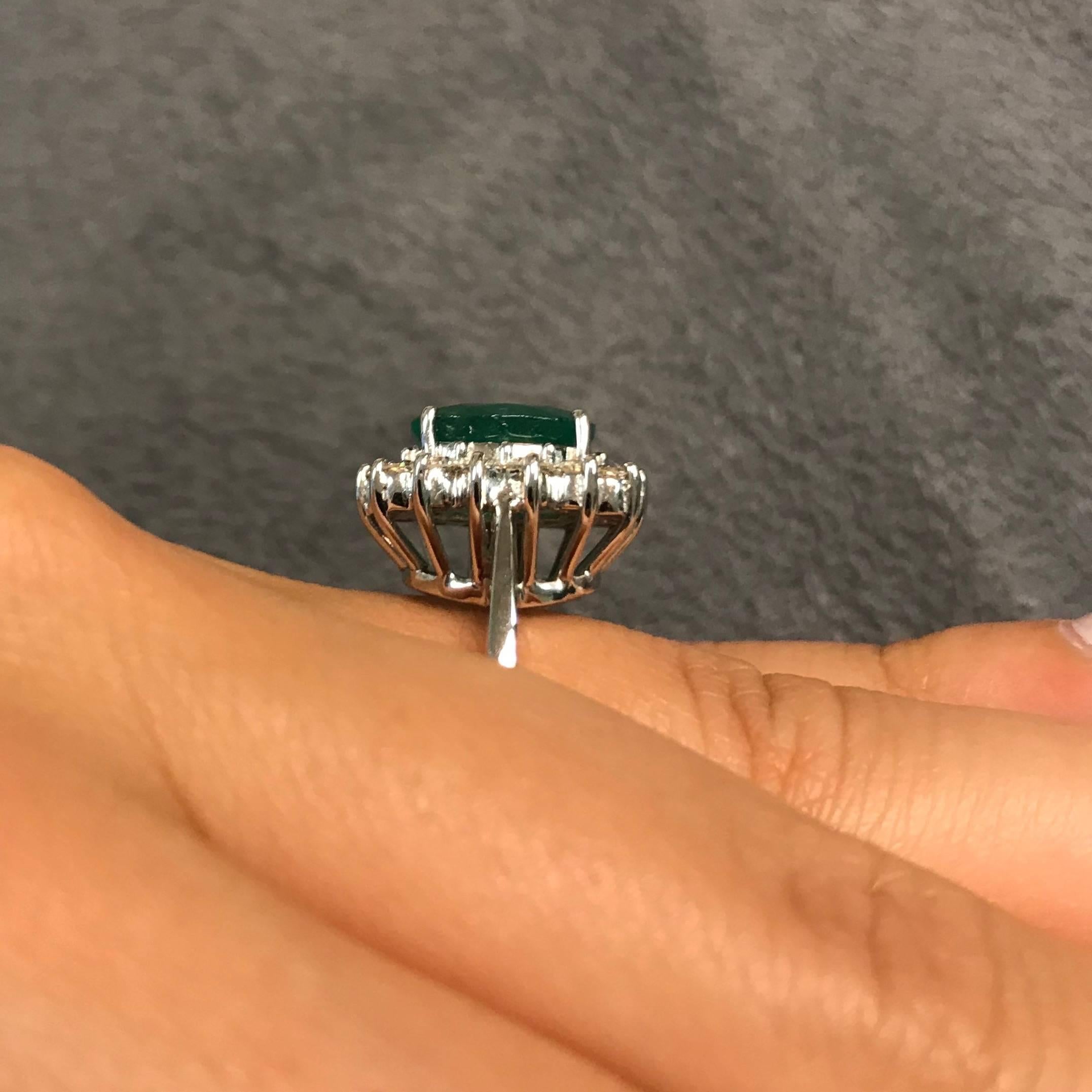 2.51 Carat Oval Emerald Halo Diamond Ring  In New Condition In GREAT NECK, NY