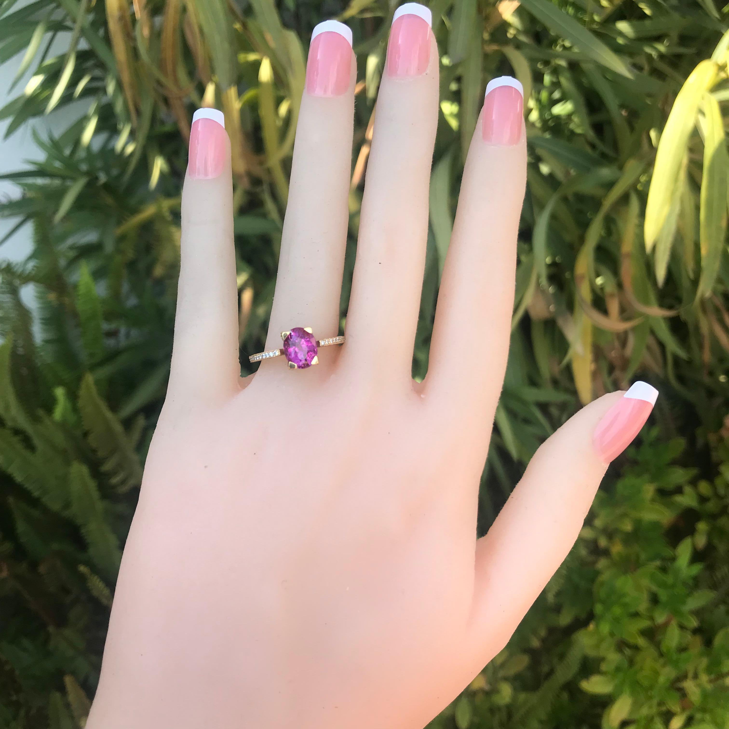 B8073001

1. Carat Weight: 2.51 Carat Sapphire

2. Color: Purplish Pink

3. Tone:  Medium - Nice, 7.5 Out of 10

4. Hue: Fancy Purplish Pink.

3. Clarity:  Excellent clarity, no inclusions to the eye. VS if diamond rating.

4. Cut: This stone has a
