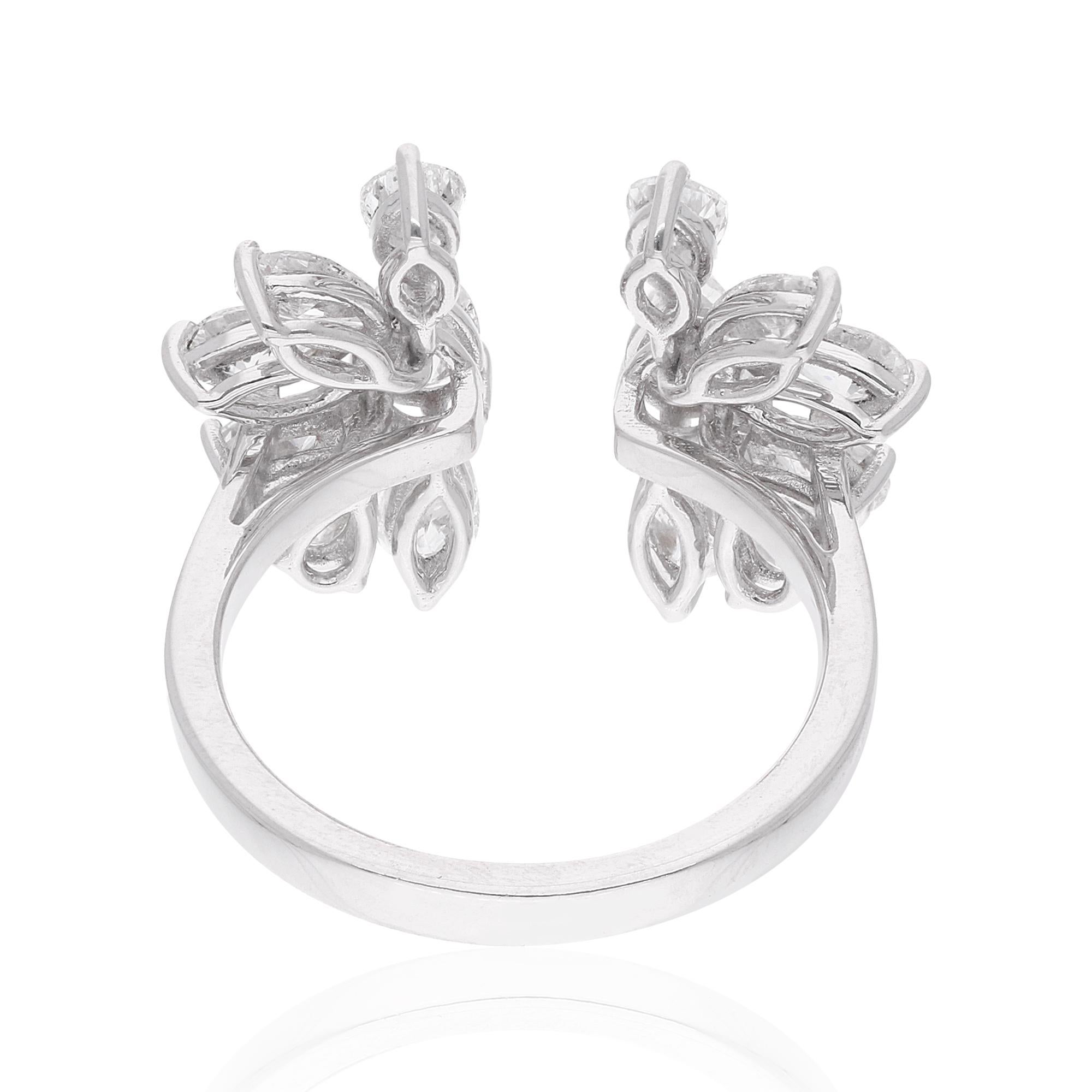 Women's 2.51 Carat Pear Diamond Wing Design Ring 14 Karat White Gold Handmade Jewelry For Sale