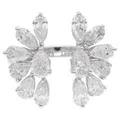 2.51 Carat Pear Diamond Wing Design Ring 14 Karat White Gold Handmade Jewelry