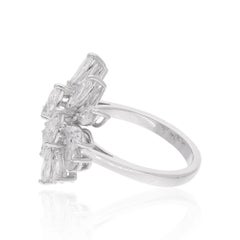 2.51 Carat Pear Diamond Wing Design Ring 18 Karat White Gold Handmade Jewelry