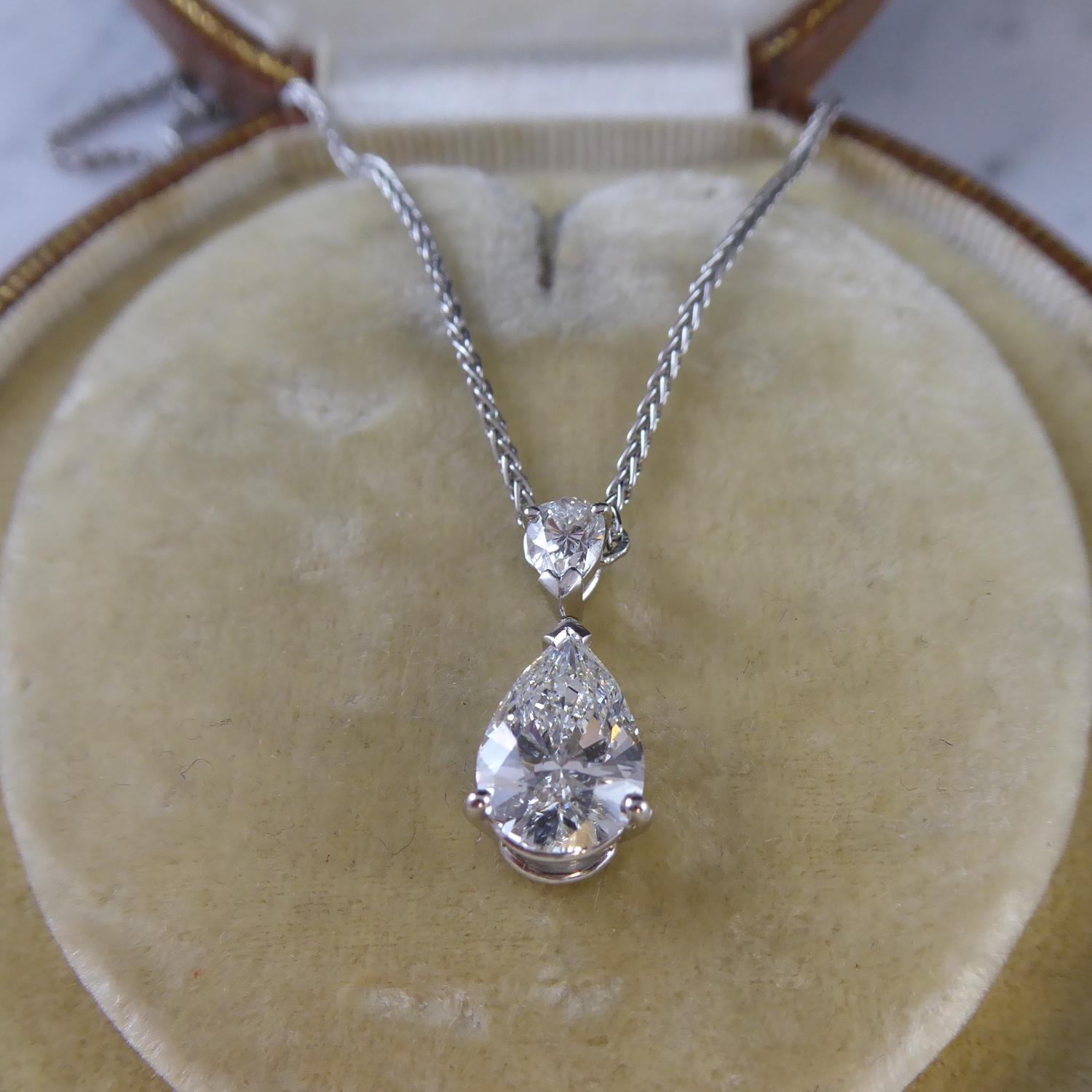 2.51 Carat Pear Shaped Diamond Pendant 